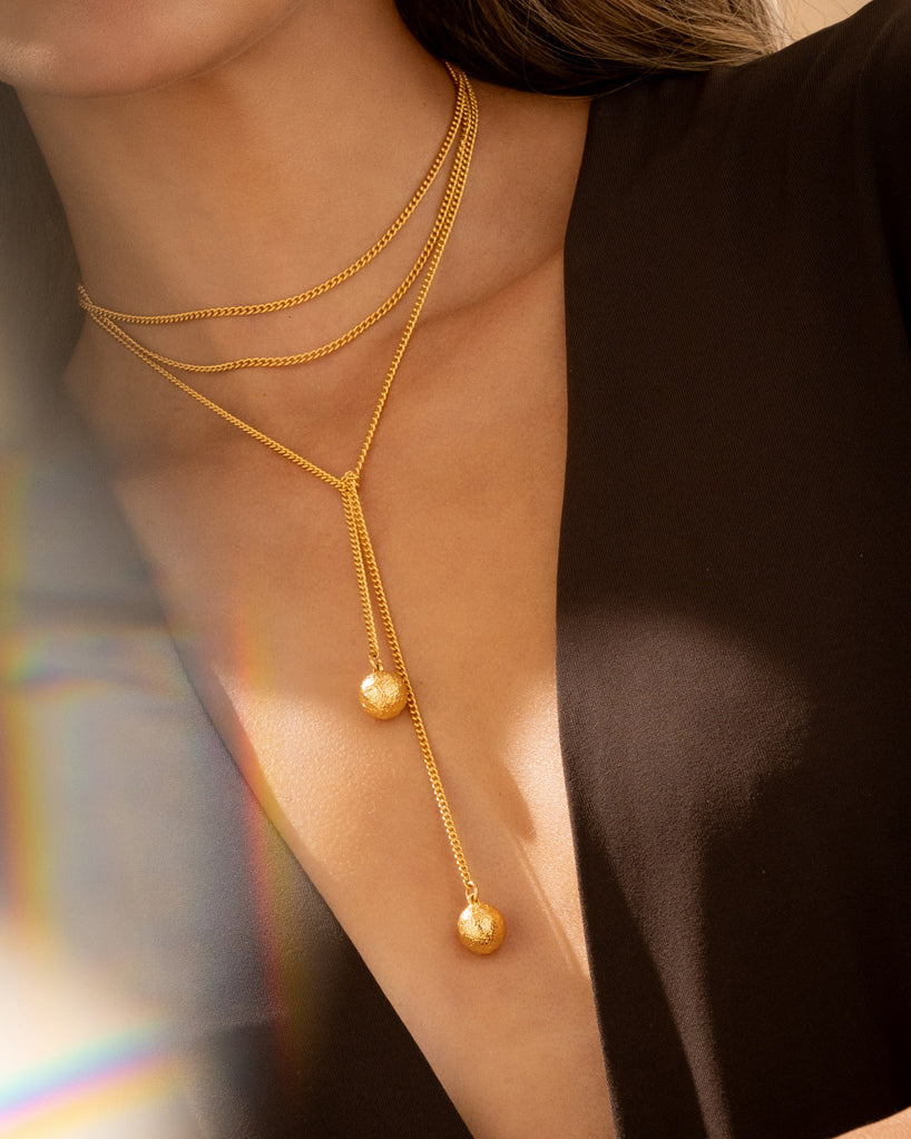 Collar Corbatín Esfera + Aretes