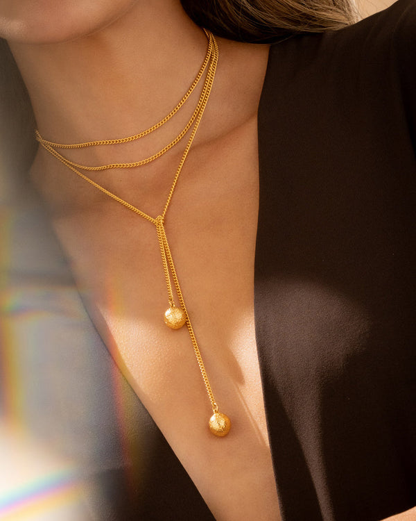 Collar Corbatín Esfera + Aretes