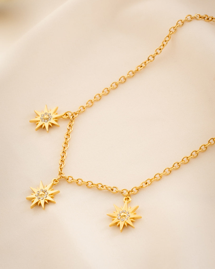 Collar Multicharms Estrellas Cristal + Aretes