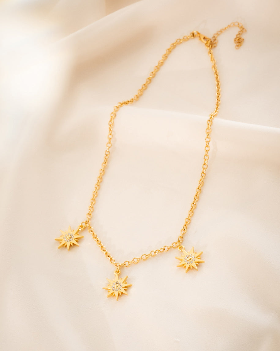Collar Multicharms Estrellas Cristal + Aretes