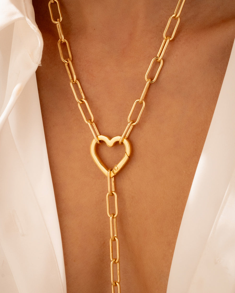 Collar Corbatín Corazón Perla + Aretes