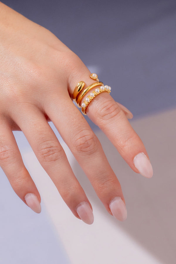 Set X3 Anillos Perlas