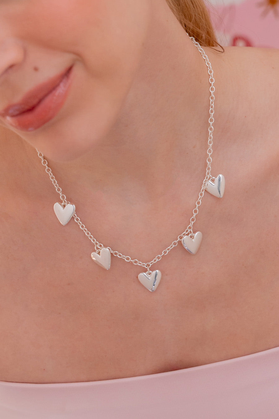 Collar Multicharms Corazones + Aretes