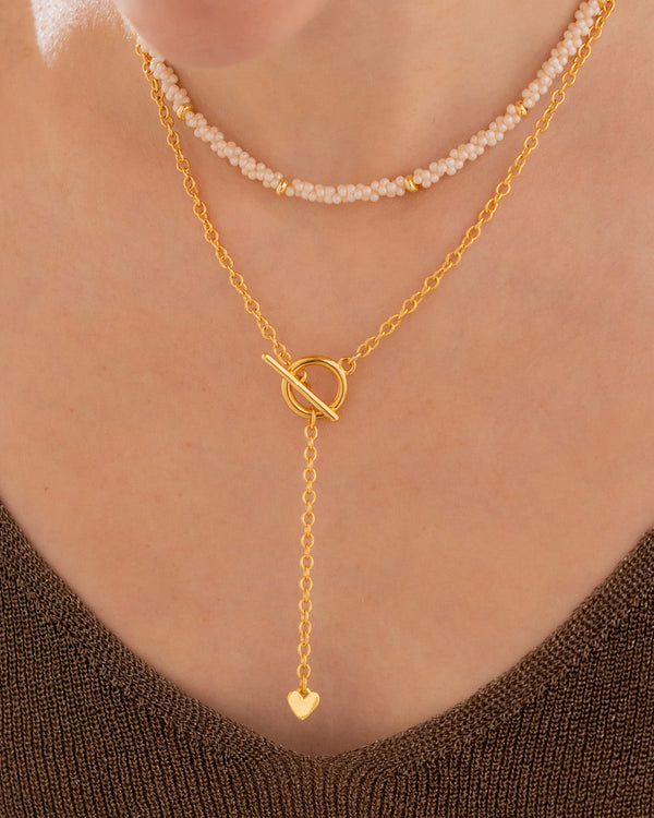 Set X2 Collar Corbatín Corazón Candado + Aretes