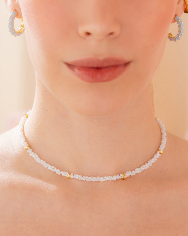 Collar Mini Perla Amorfa + Aretes