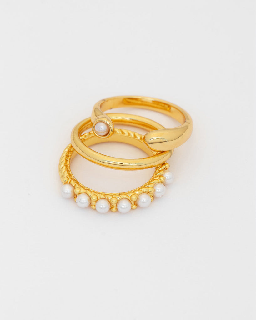 Set X3 Anillos Perlas