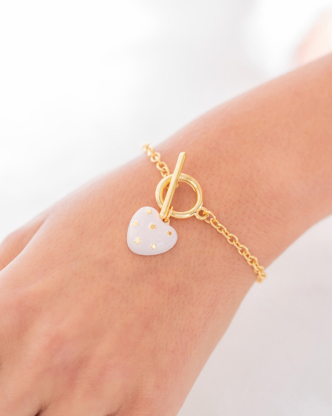 Pulsera Broche Corazón Estrellas