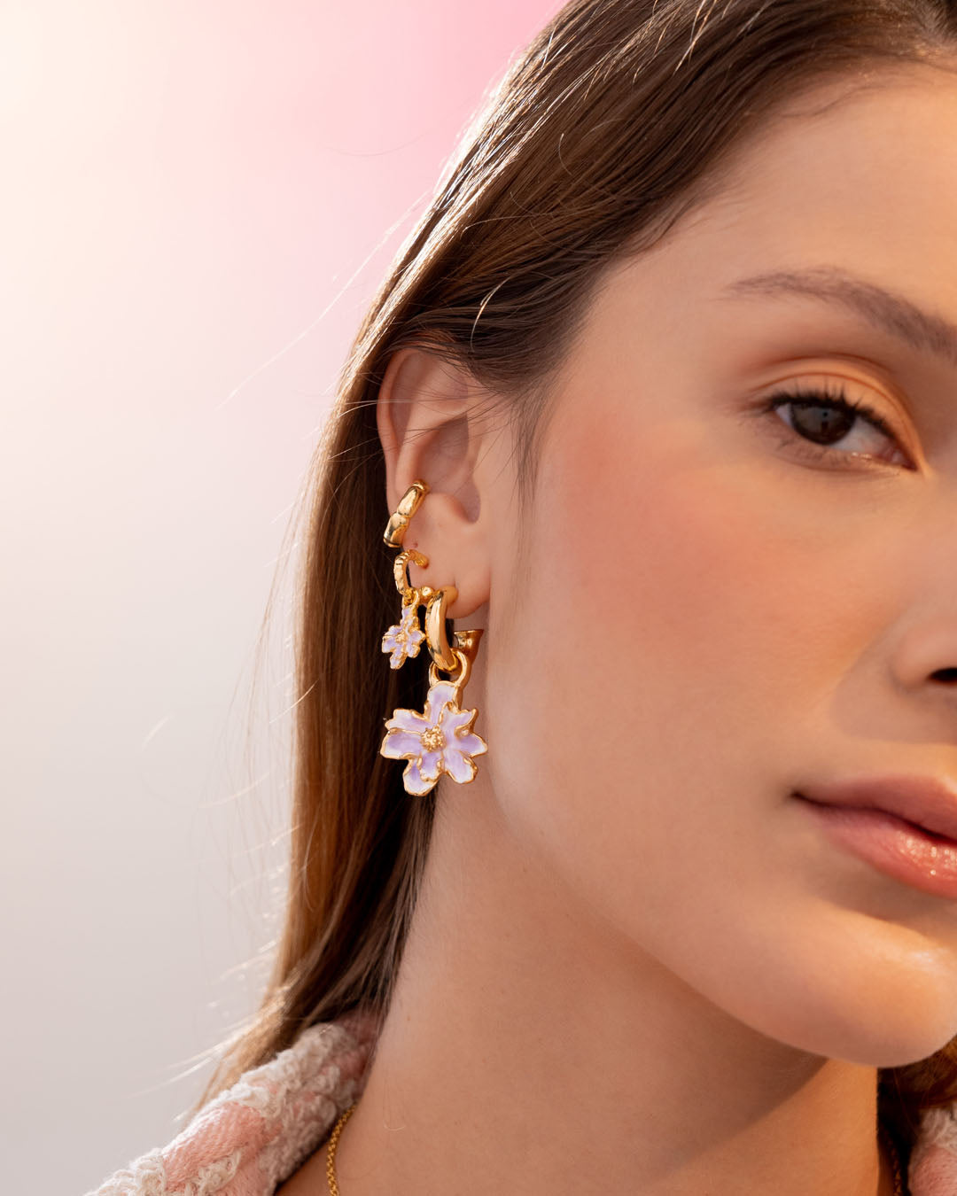Aretes 2 En 1 Flor