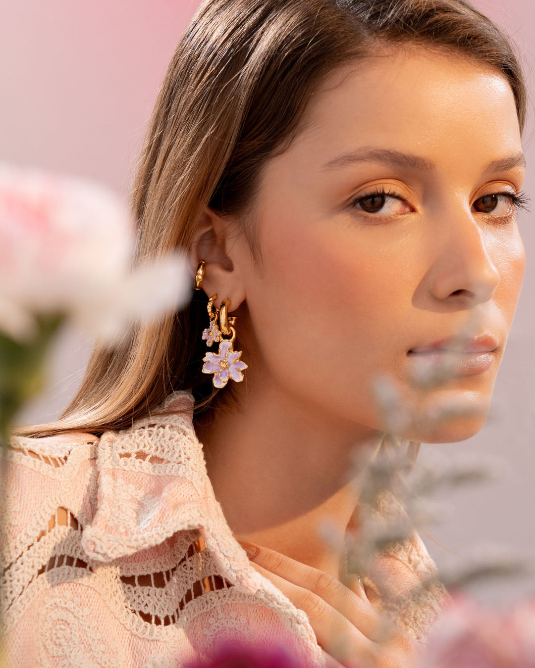 Aretes 2 En 1 Flor