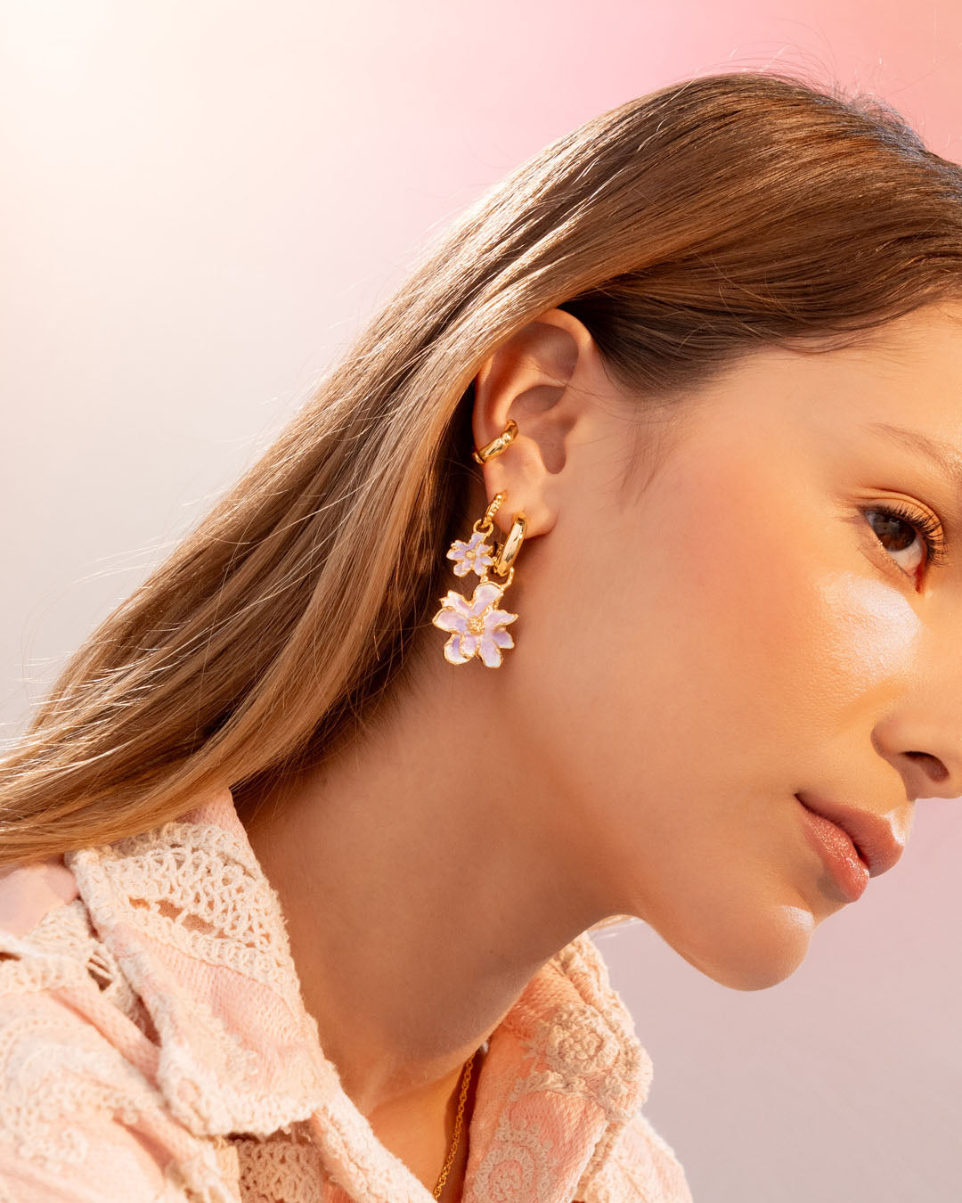 Aretes 2 En 1 Flor