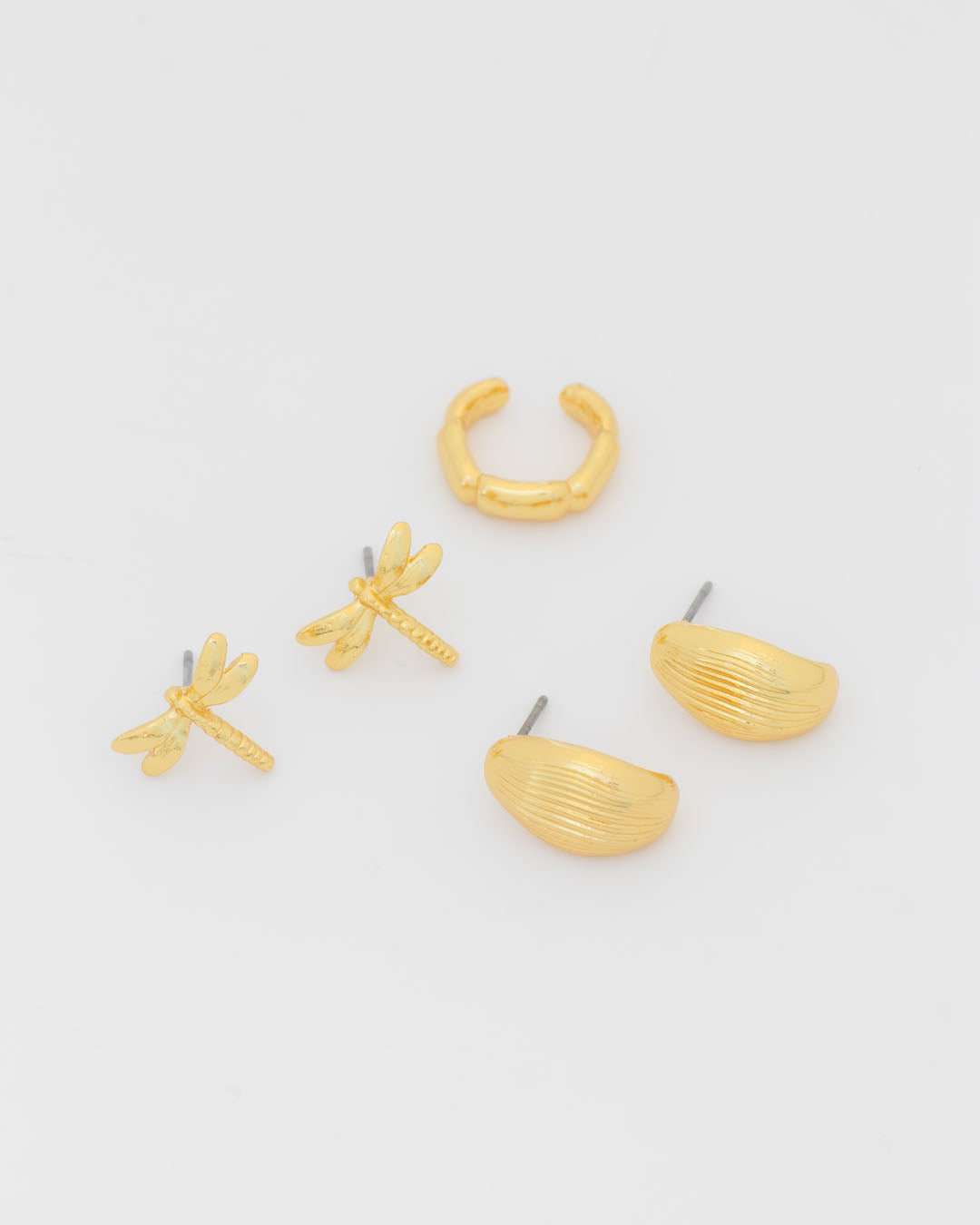 Set X3 Aretes Libélula Y Hoja