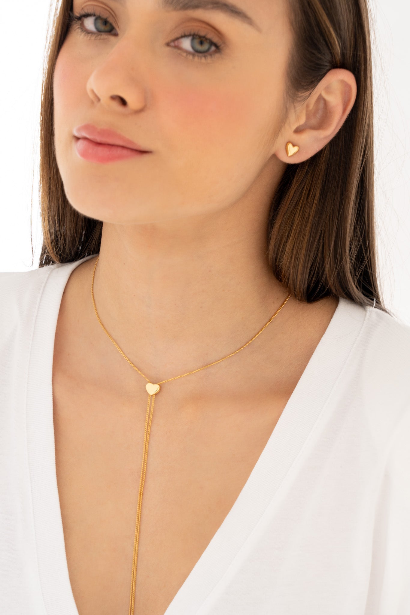 Set Collar Corbatín + Aretes Corazón By Jose y Cami
