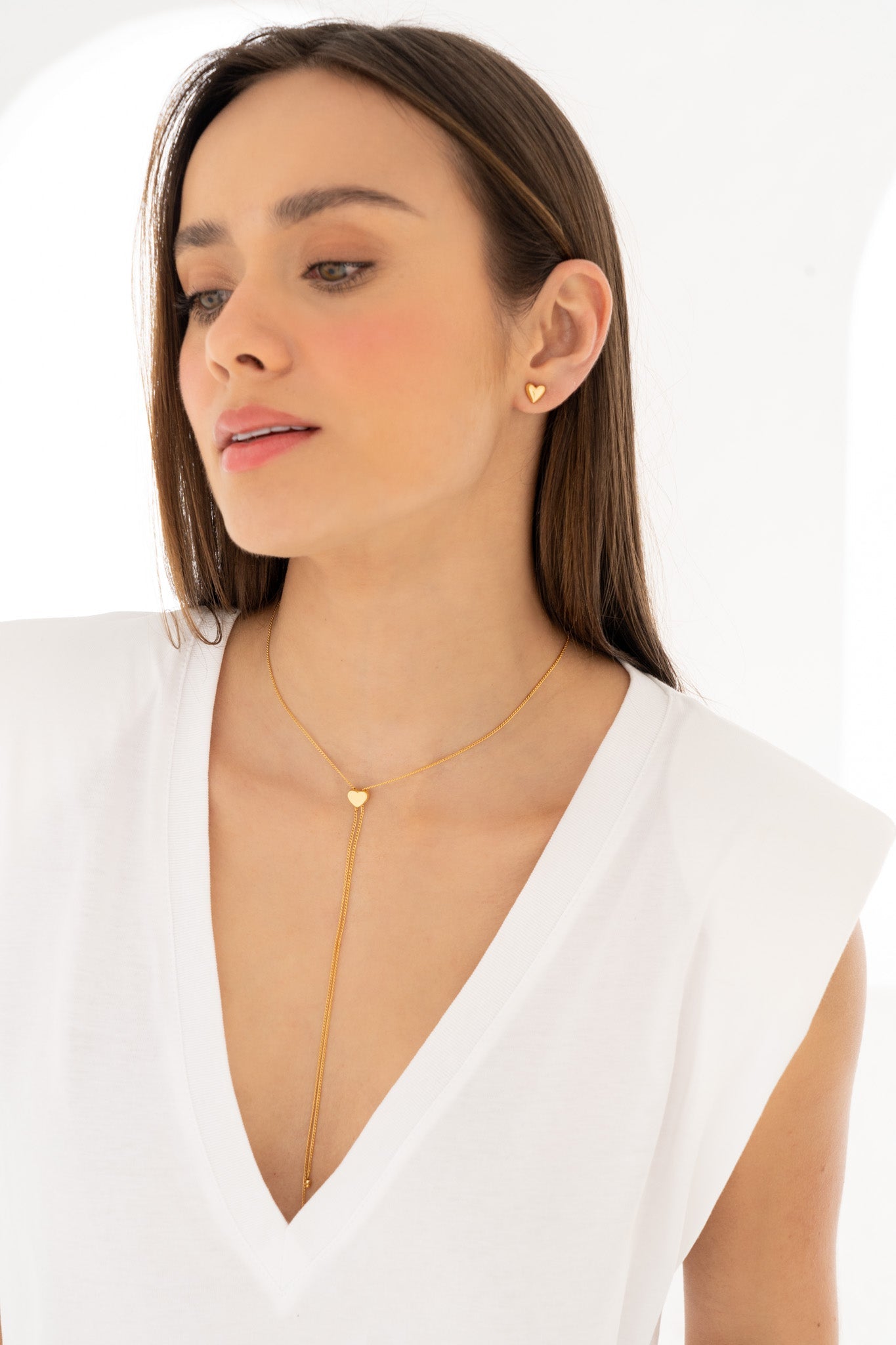 Set Collar Corbatín + Aretes Corazón By Jose y Cami