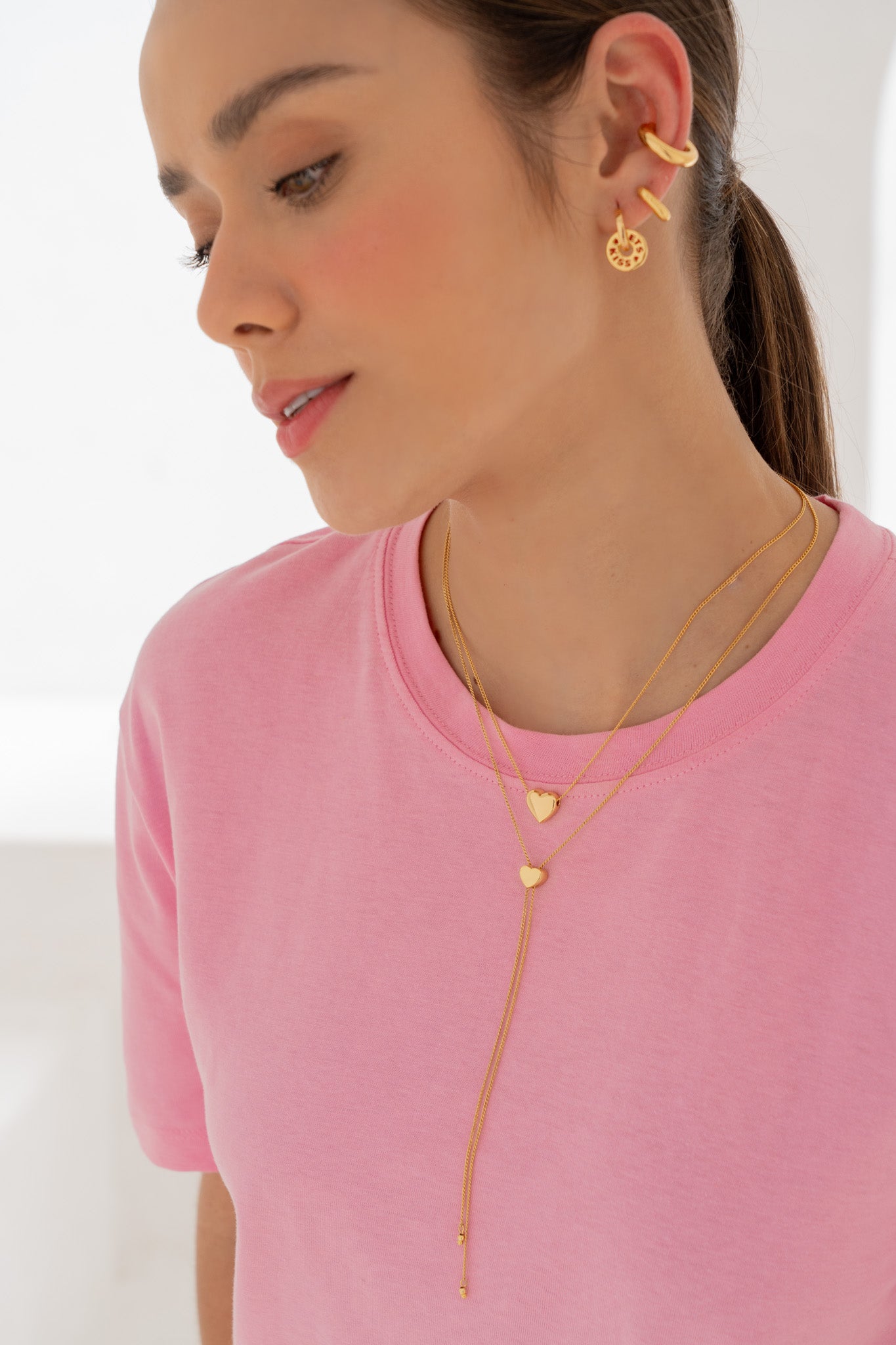 Set Collar Corbatín + Aretes Corazón By Jose y Cami