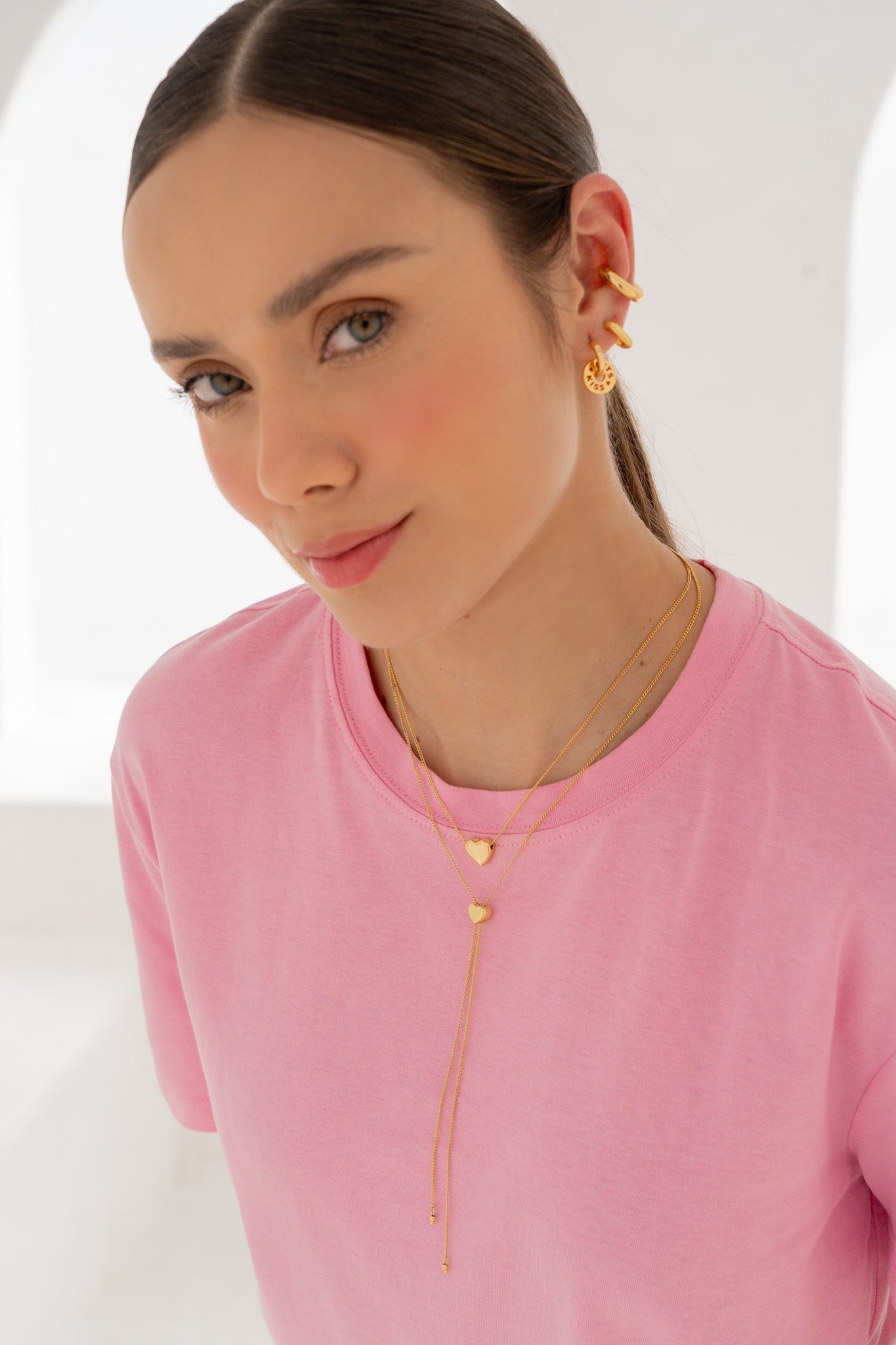 Set Collar Corbatín + Aretes Corazón By Jose y Cami