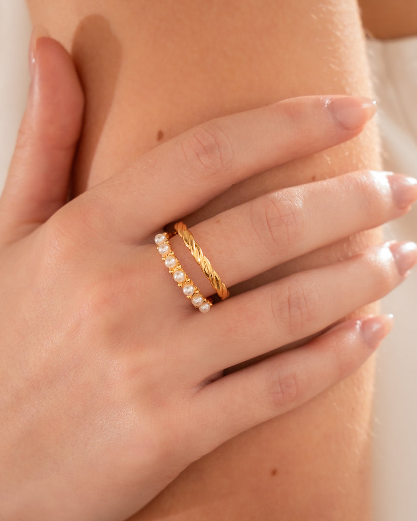 Anillo Multiperlas Doble