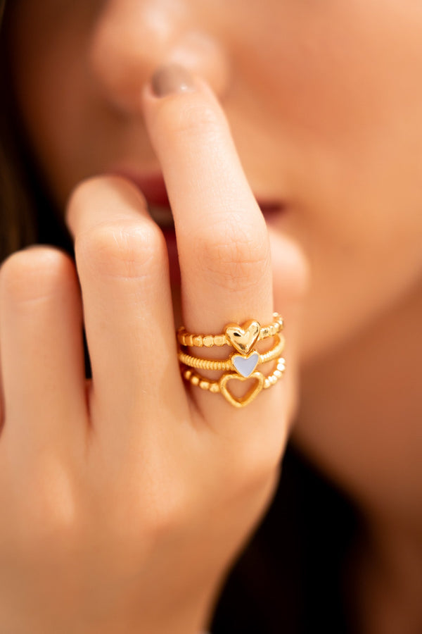 Set X3 Anillos Corazón Talla 8