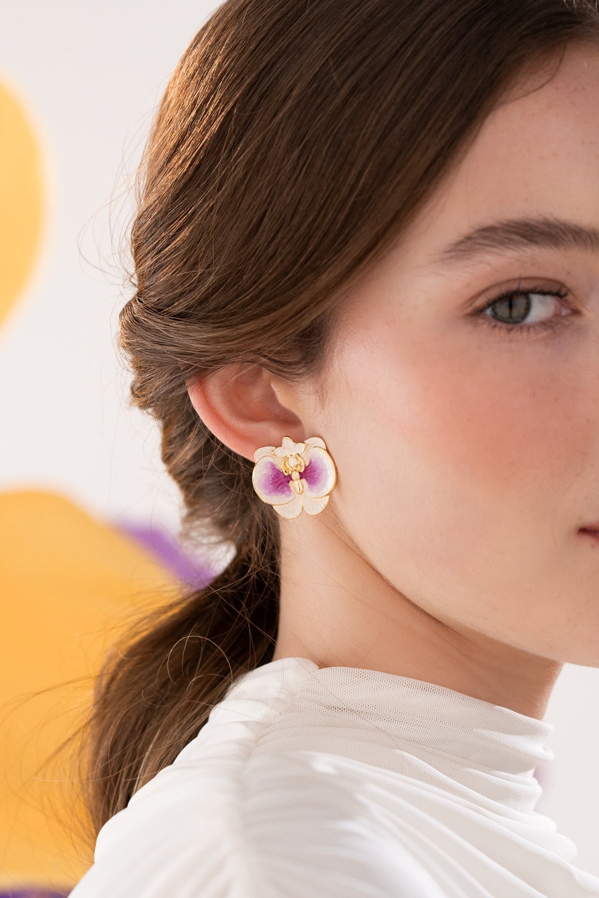 Aretes Orquídea Mediano Morado