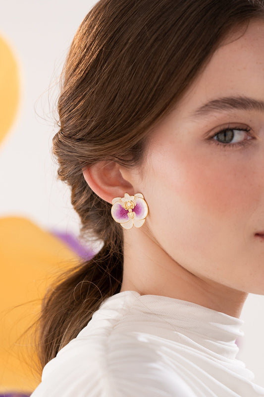 Aretes Orquídea Mediano Morado