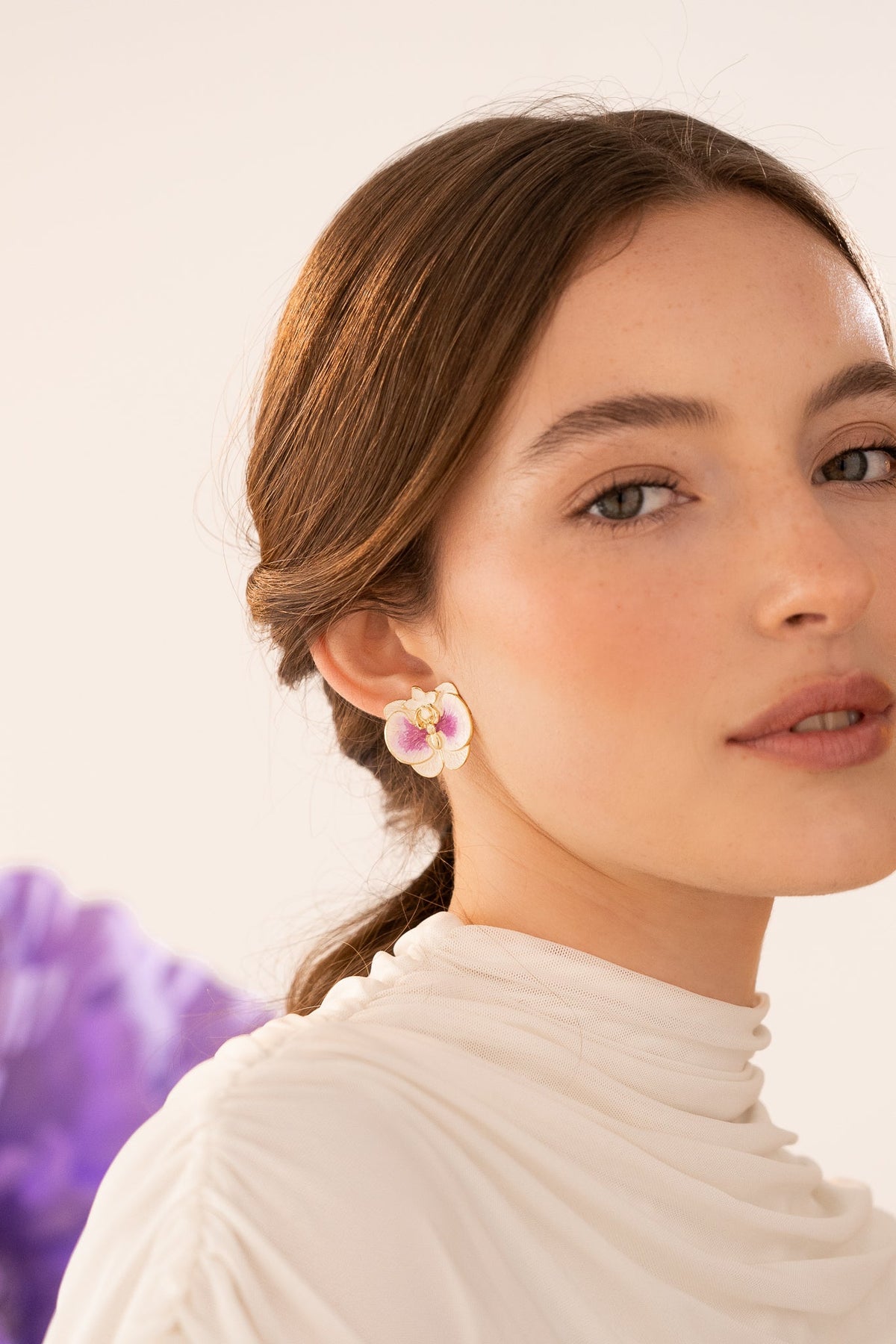 Aretes Orquídea Mediano Morado