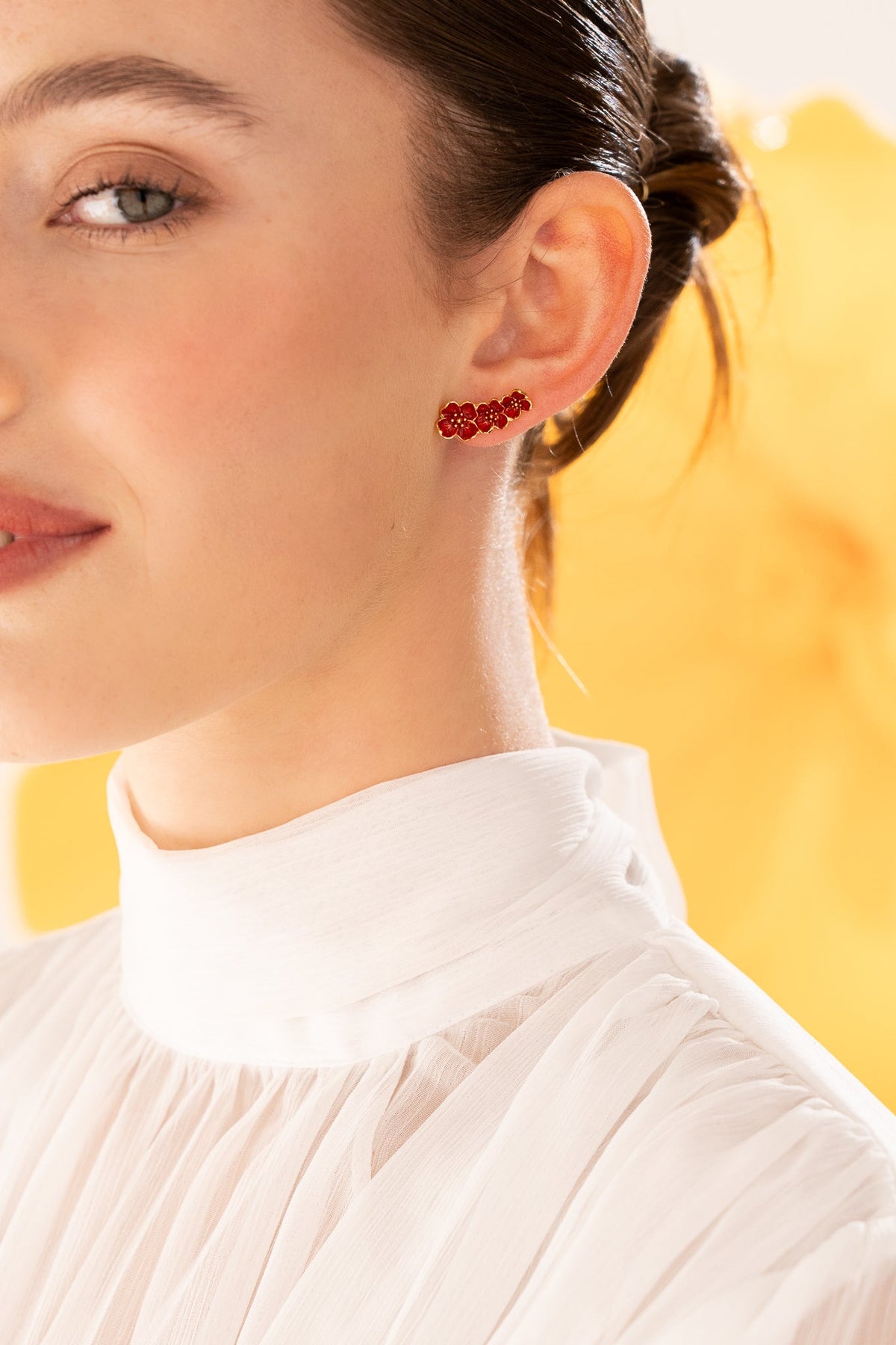 Aretes Multi Flores Rojo
