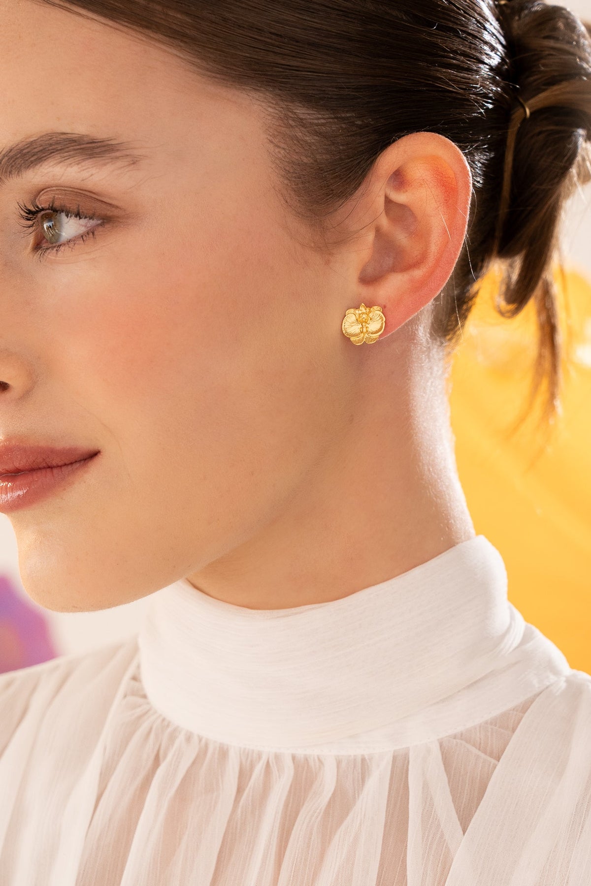 Aretes Orquídea Mini Oro