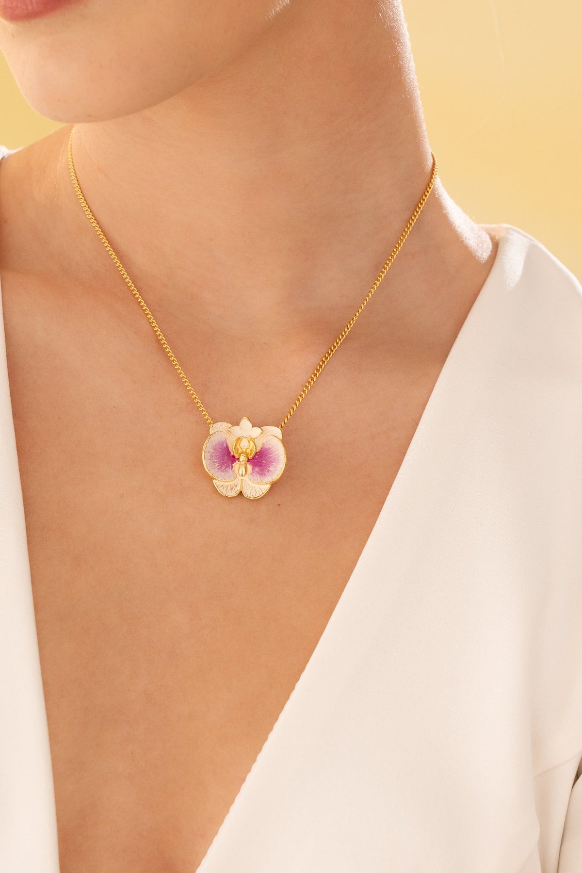Collar Maxi Orquídea Morado + Aretes