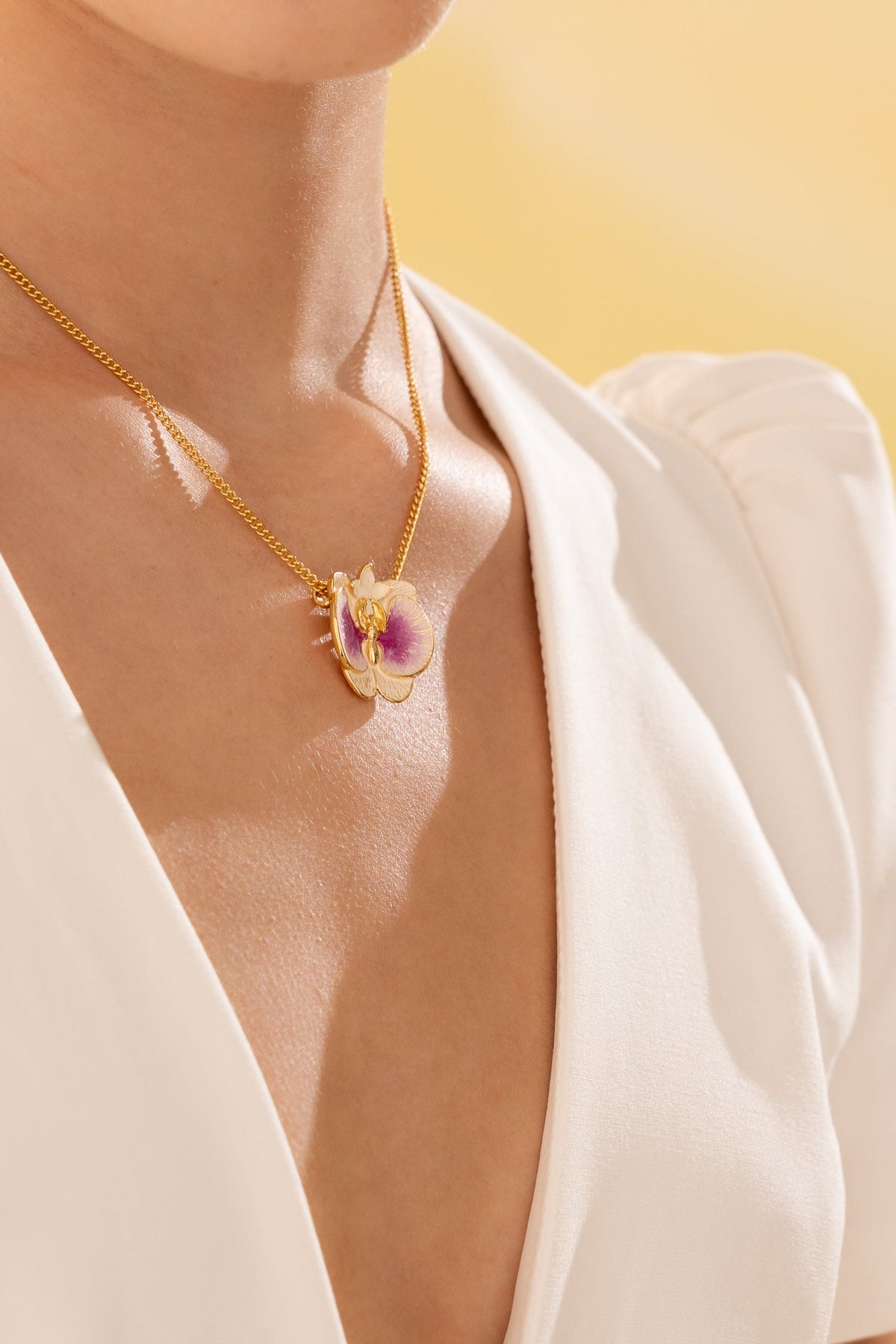 Collar Maxi Orquídea Morado + Aretes