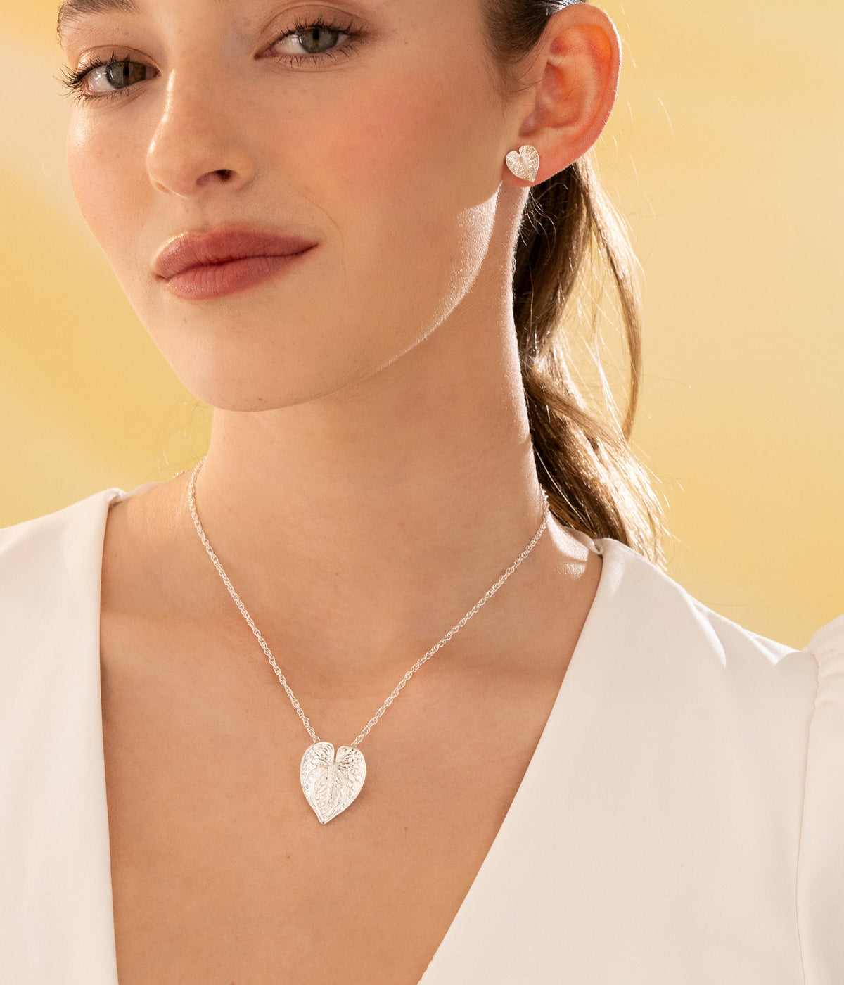 Set Collar Anturio Plata + Aretes