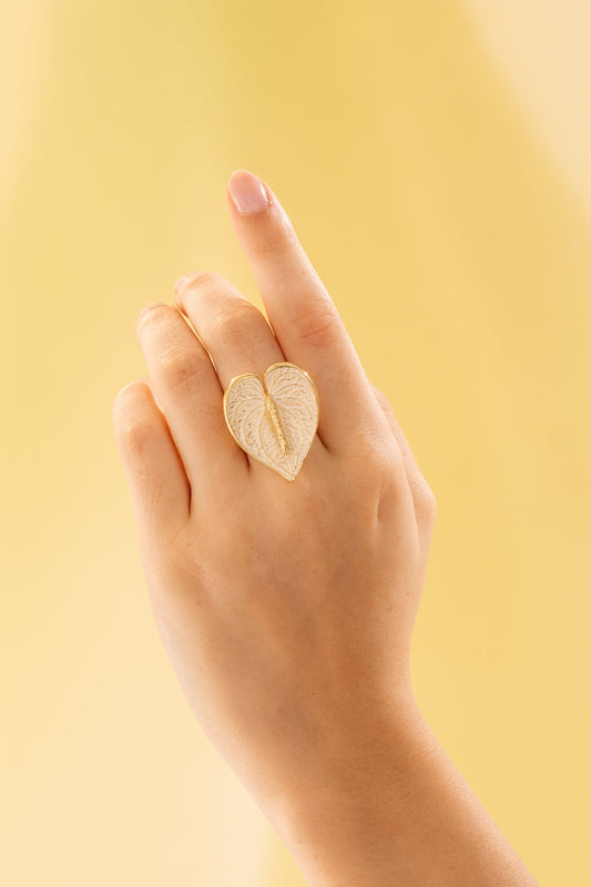 Anillo Anturio Blanco Graduable