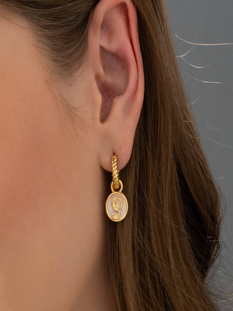 Aretes 2 en 1 Virgen Gold