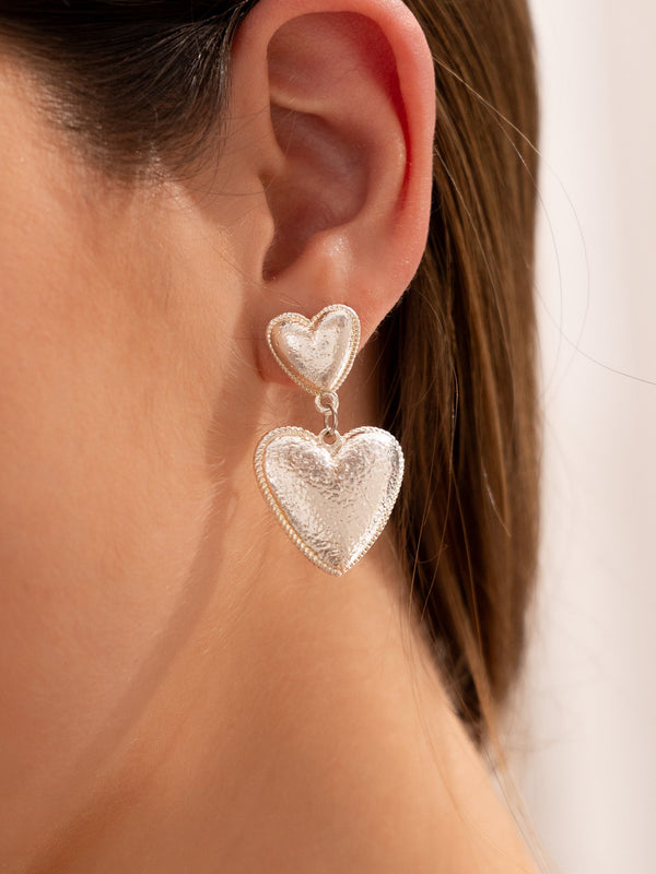 Aretes Corazón Maxi Textura silver