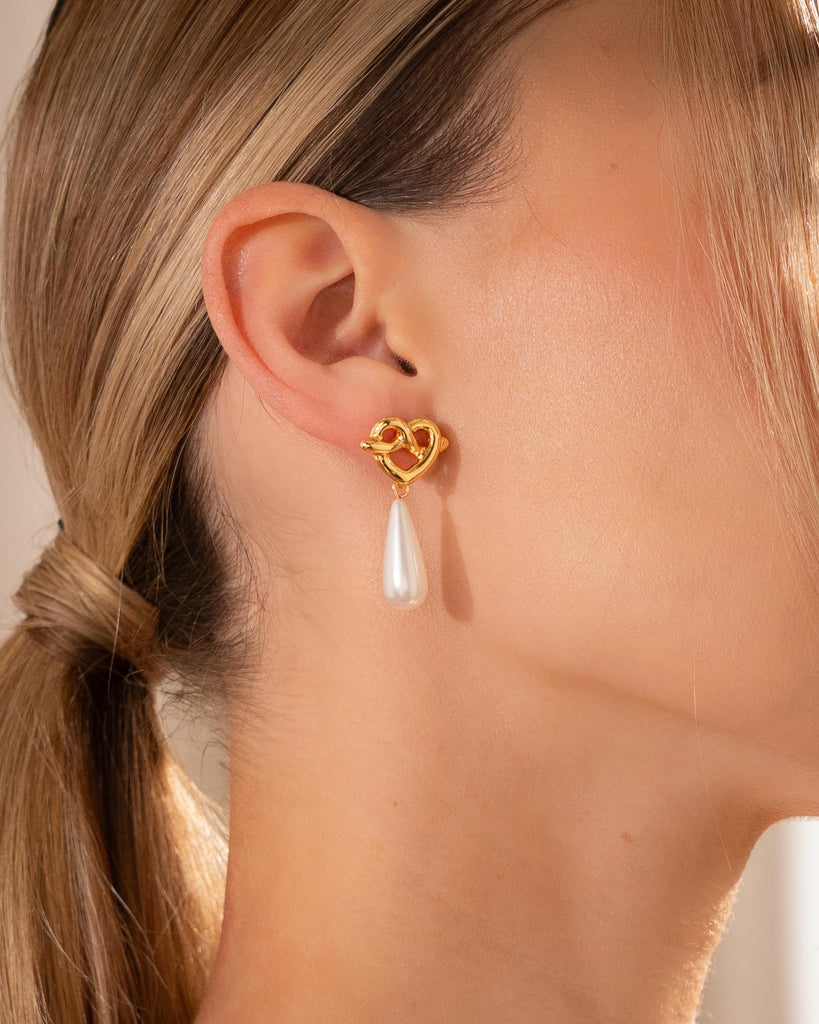 Aretes Corazón Perla Gota