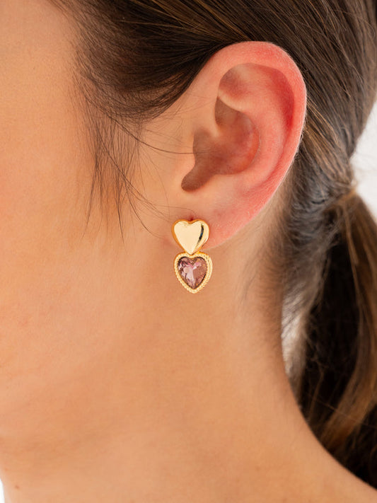 Aretes duo corazón cristal