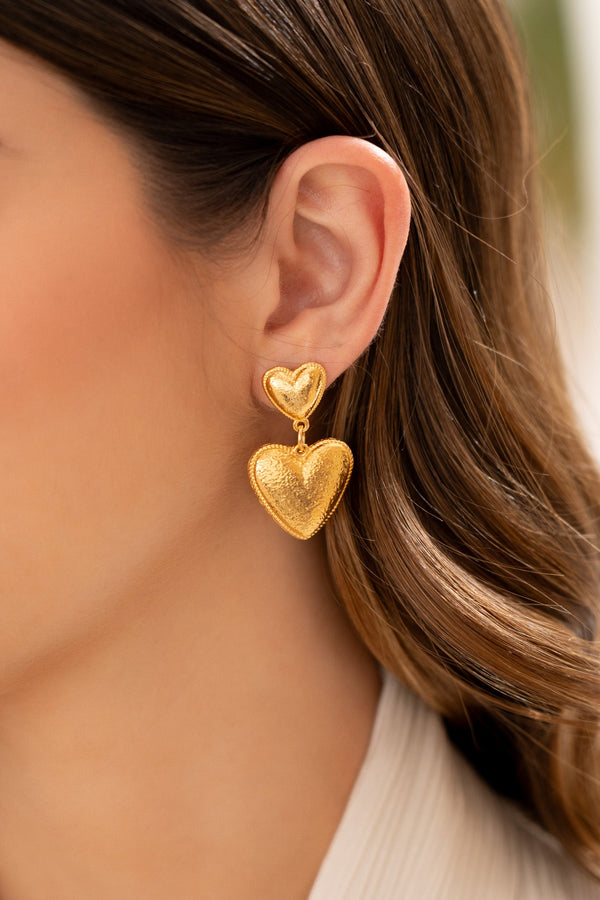 Aretes Corazón Maxi Textura gold