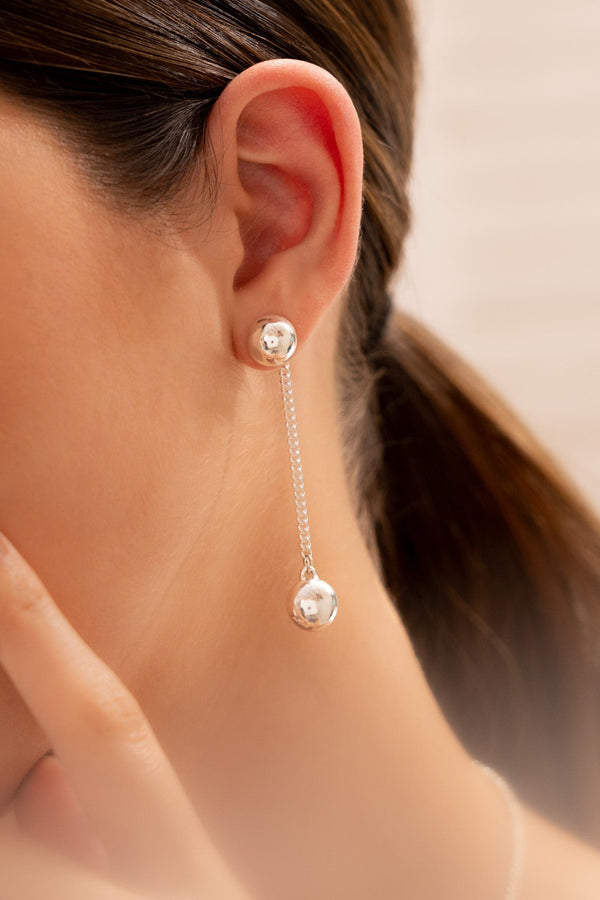 Aretes Cadena Bola silver