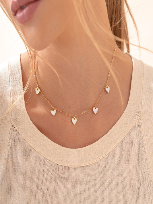 Cadena Multicorazones blanco