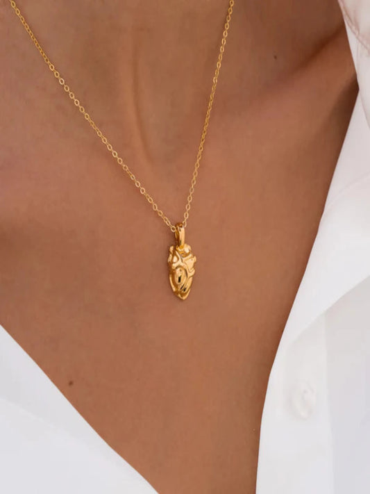 Cadena Corazón Anatómico dorado