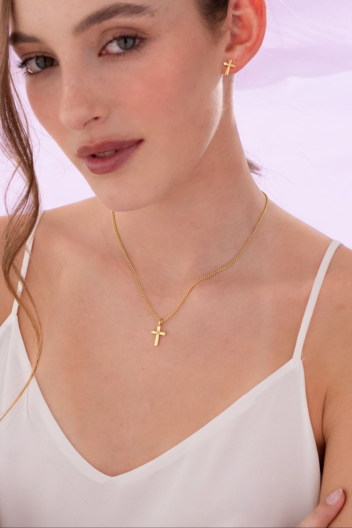 Set Collar Cruz + Aretes