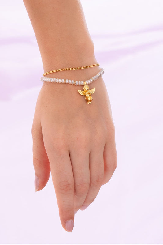 Set Pulsera Ángel 2 En 1 + Aretes