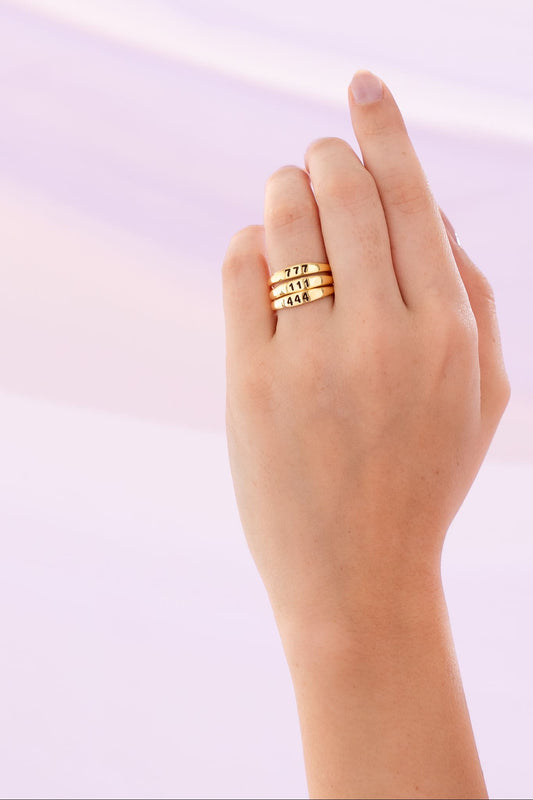 Set X3 Anillos Números Ángelicos Talla 7