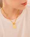 Collar Broche Medalla Sol + Aretes