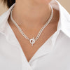 Collar Cadena Broche Silver + Aretes