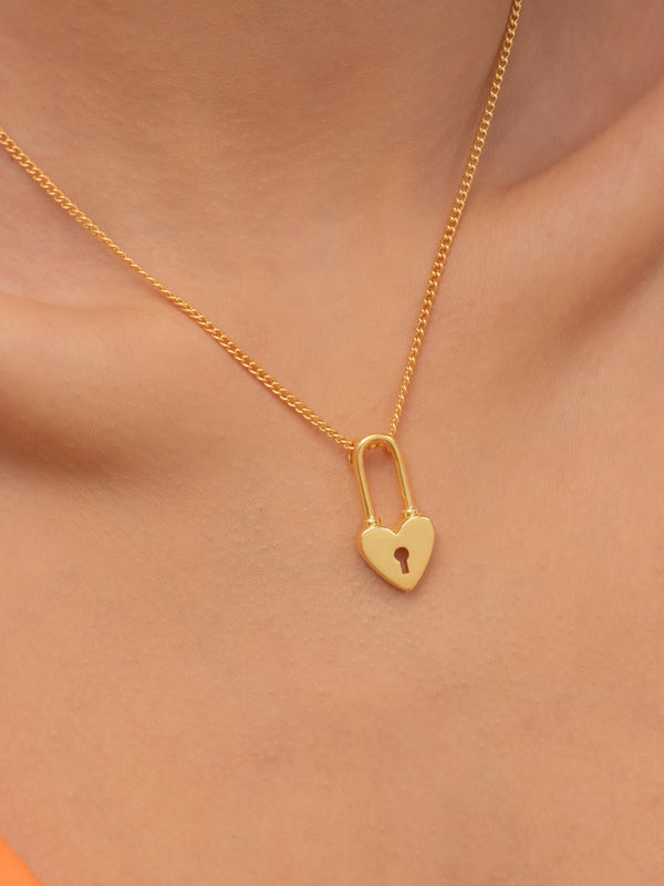 Collar Corazón Candado + Aretes