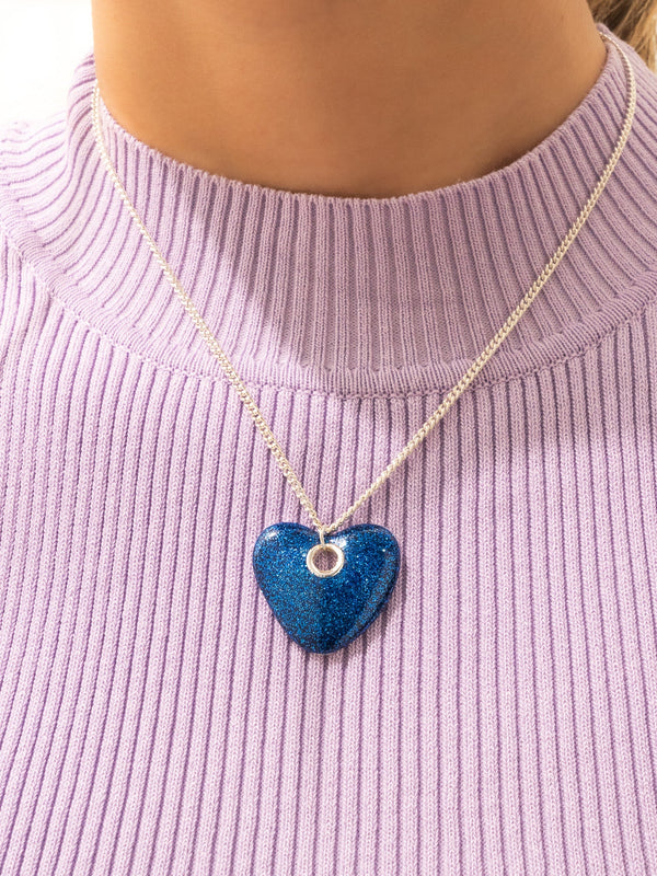 Collar Corazón Escarcha + Aretes