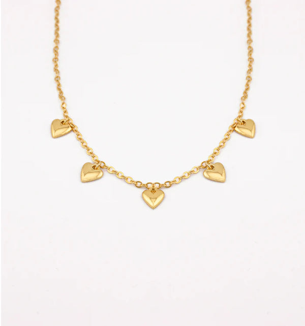 Collar corazones mini dorados