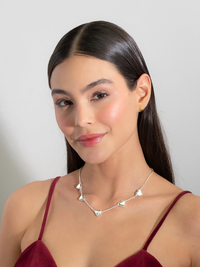 Collar Multicorazones + Aretes plata