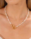 Collar Perlas Eslabón Lazo Maxi + Aretes