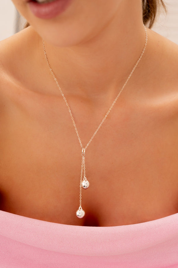 Set Collar + Aretes Bolas silver