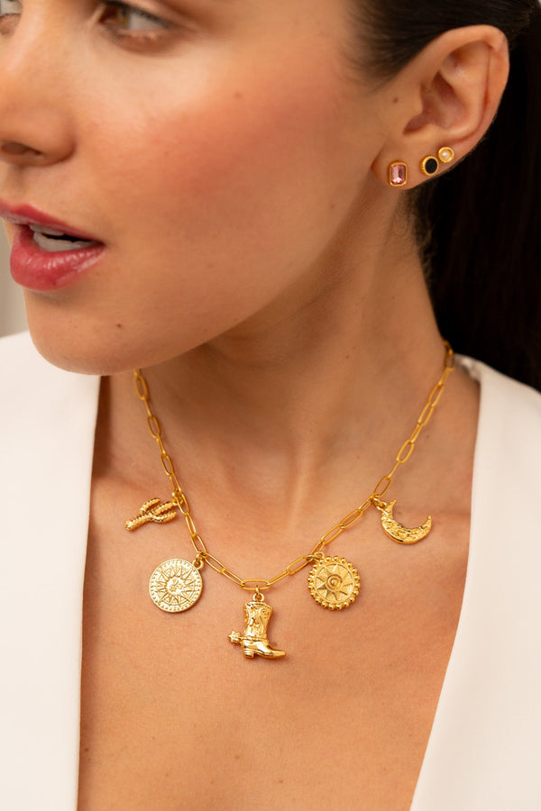 Collar Multicharms Desierto + Aretes